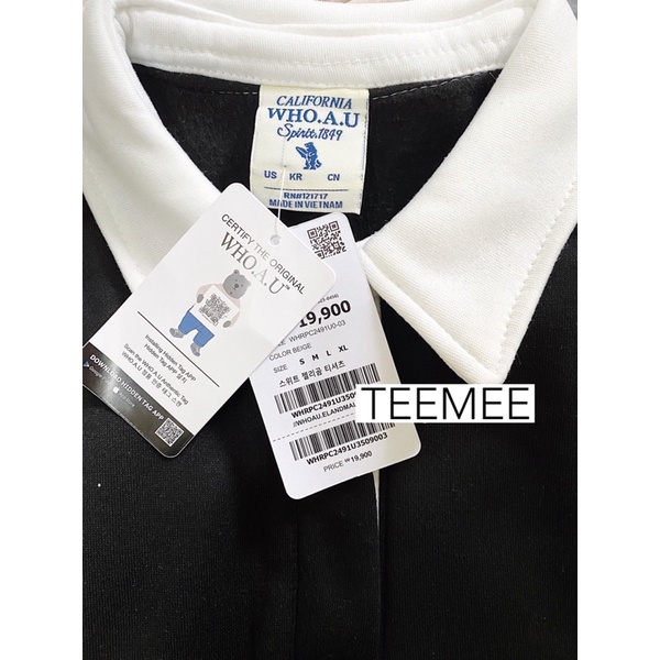 Áo nỉ gấu Who.au cổ sơmi