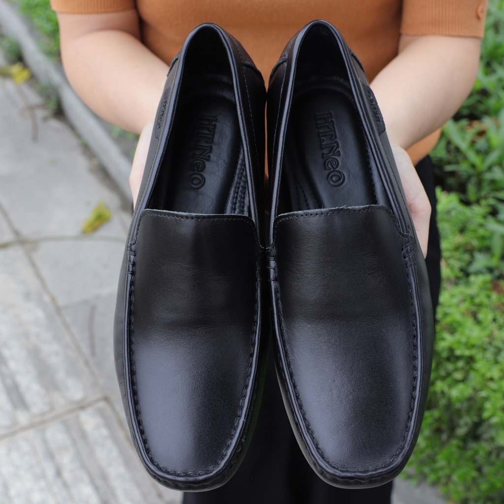 Giày mọi nam da bò cao cấp, giày lười nam da bò đế âm may chắc chắn - HT.NeO3865