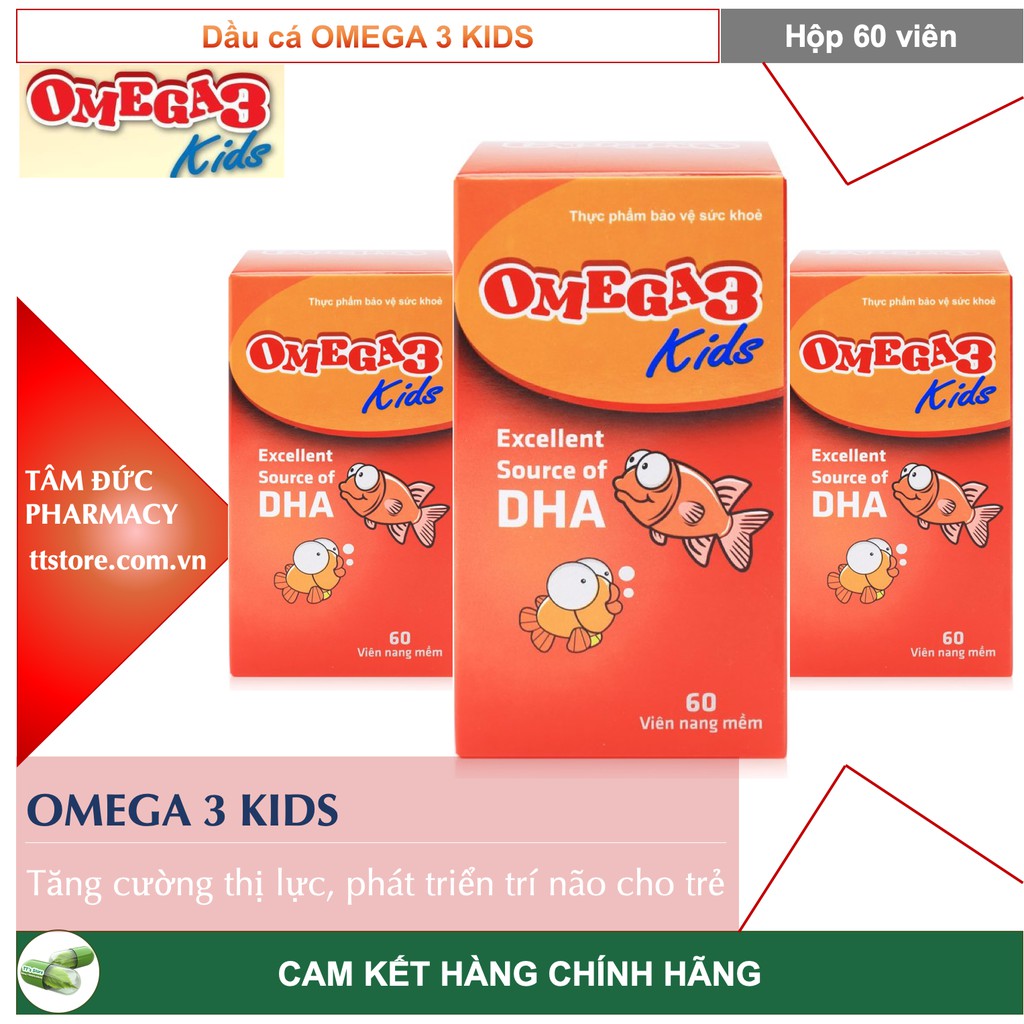 OMEGA 3 KIDS [Hộp 60 viên] - Tăng cường thị lực, chống mỏi mắt, phát triển trí não [omega3 kids]