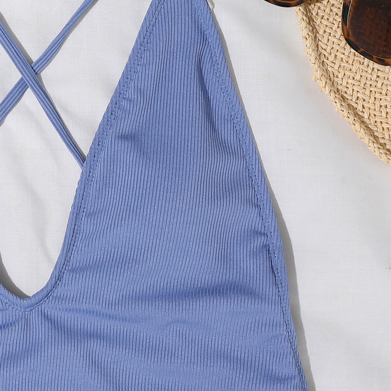 Brroa Bộ Bikini Dây Chéo Lưng Cổ Chữ V Khoét Sâu Gợi Cảm Cho Nữ