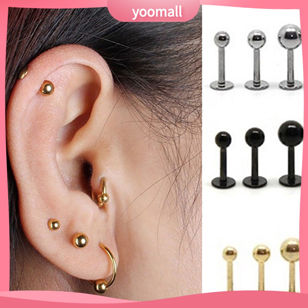 Cặp khuyên tai hình tròn từ thép titan thời trang cá tính cho nữ