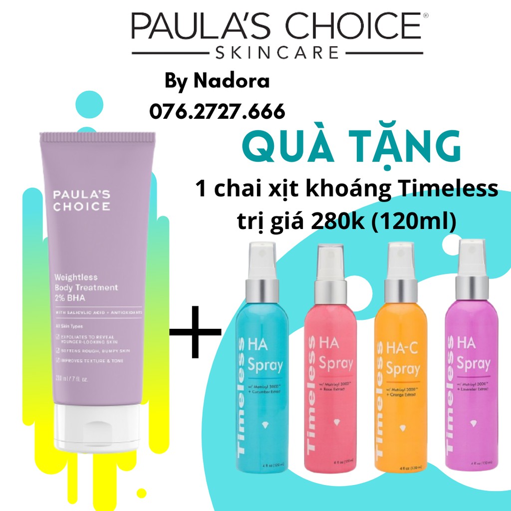 [Đủ Size] Loại Bỏ Tế Bào Chết Toàn Thân - Paula's Choice Resist Weightless Body Treatment With 2% BHA