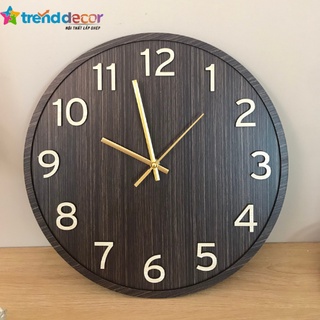 Đồng hồ gỗ treo tường chất liệu gỗ máy kim trôi thiết kế in theo yêu cầu decor trang trí nhà và quán cafe