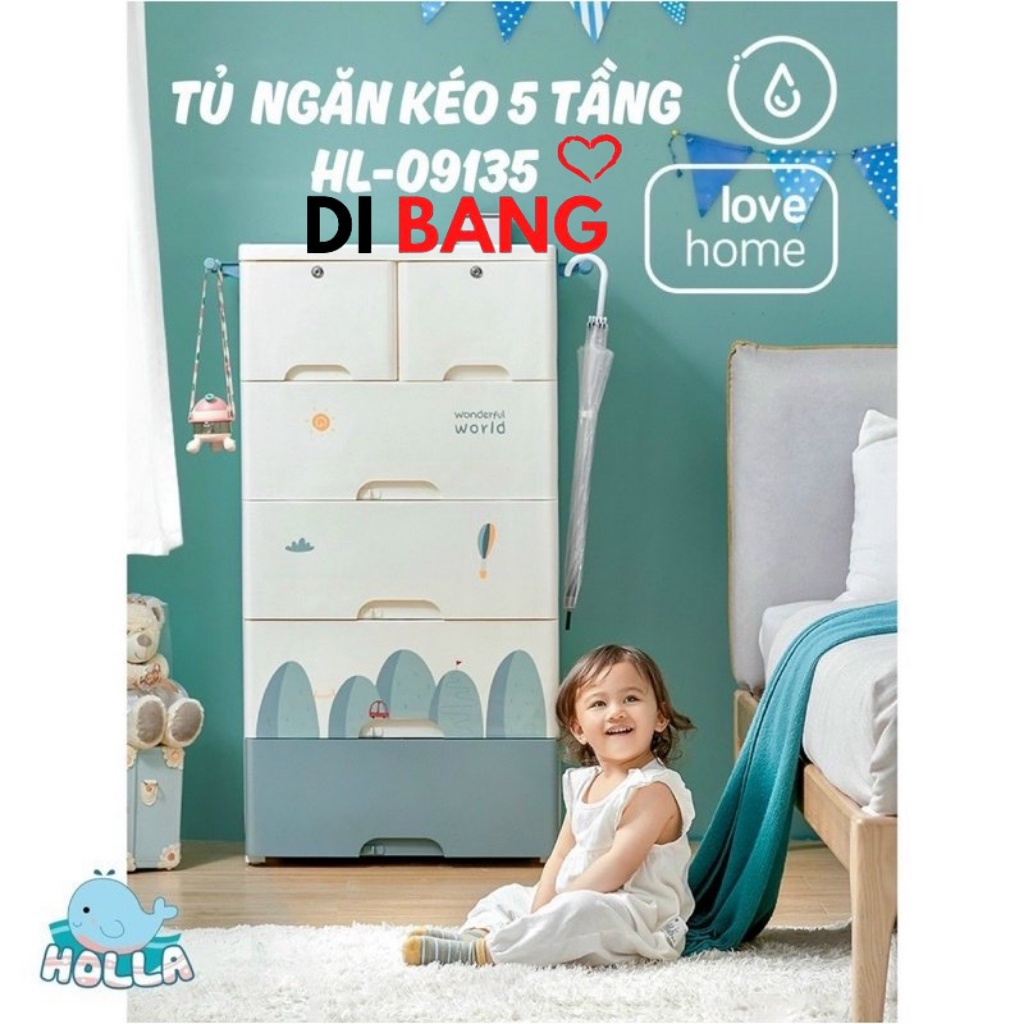 Tủ ngăn kéo HOLLA 5 tầng, Tủ quần áo cho bé