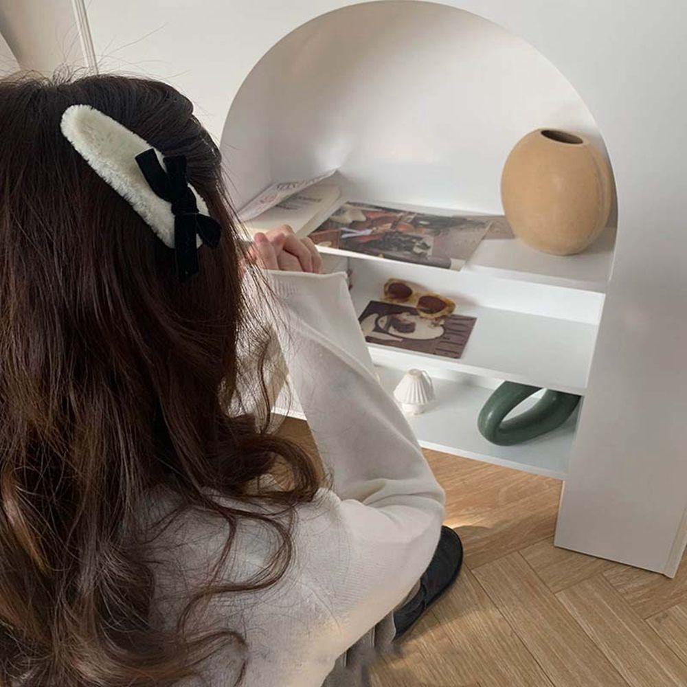 Kẹp Tóc Nơ Kim Loại Đính Lông Nhung Sang Trọng VANES1 Phong Cách Hàn Quốc Cho Nữ