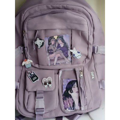 Balo canvas chống thấm phong cách Anime tặng kèm 5 sticker, 2 ảnh thẻ
