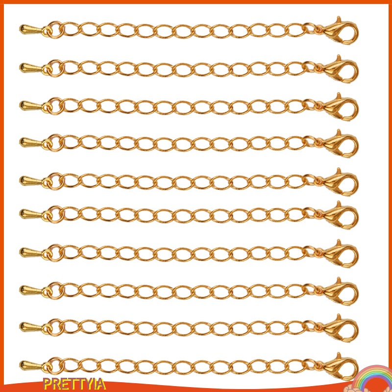 Bộ 10 dây xích nới rộng dây chuyền bằng hợp kim có móc gài càng cua mạ vàng 75mm