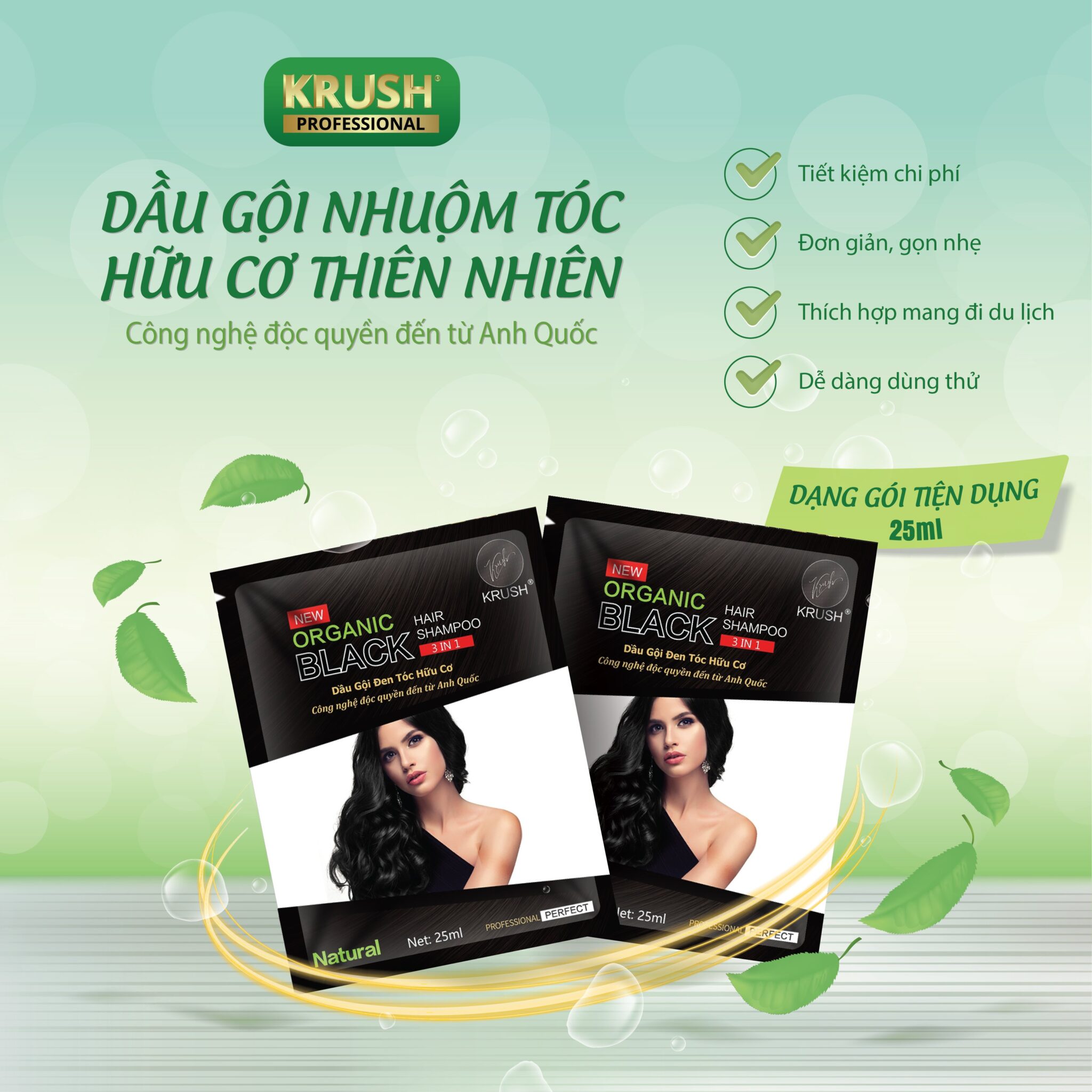 [Chính hãng] Dầu Gội Nhuộm Tóc Hữu Cơ Thiên Nhiên KRUSH - Màu Đen