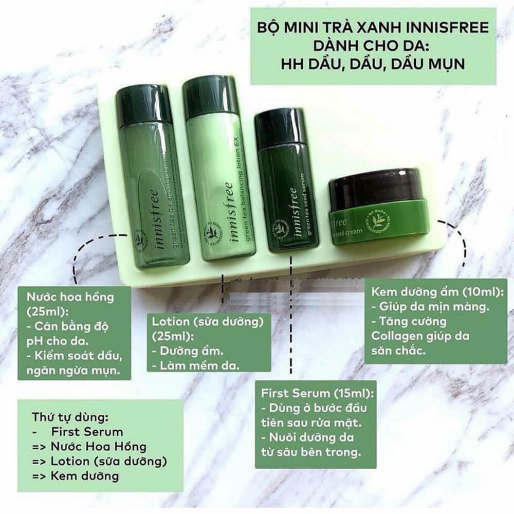 (4 lọ NK HÀN QUỐC ) Kem dưỡng da tay trà xanh Green Tea Balancing Special Kit Innisfree