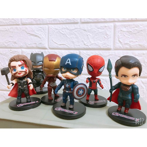 Bộ mô hình mini để bàn Marvel 6 nhân vật siêu anh hùng