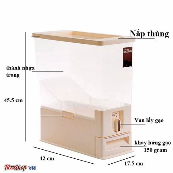 Thùng đựng gạo thông minh Tashuan TS3626B 10kg tặng kèm khay đá tashuan 3575