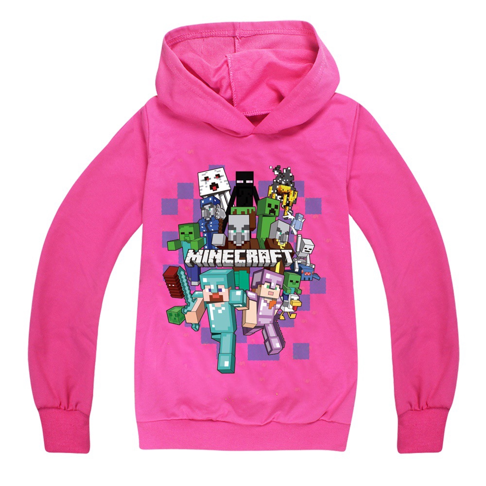 Áo Hoodie Dài Tay In Hình Game Minecraft Cho Bé Trai Từ 4-15 Tuổi