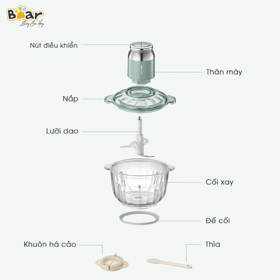 Máy xay thực phẩm Bear QSJ-C04R8S - Bản Quốc Tế Tiếng Anh - Hàng chính hãng