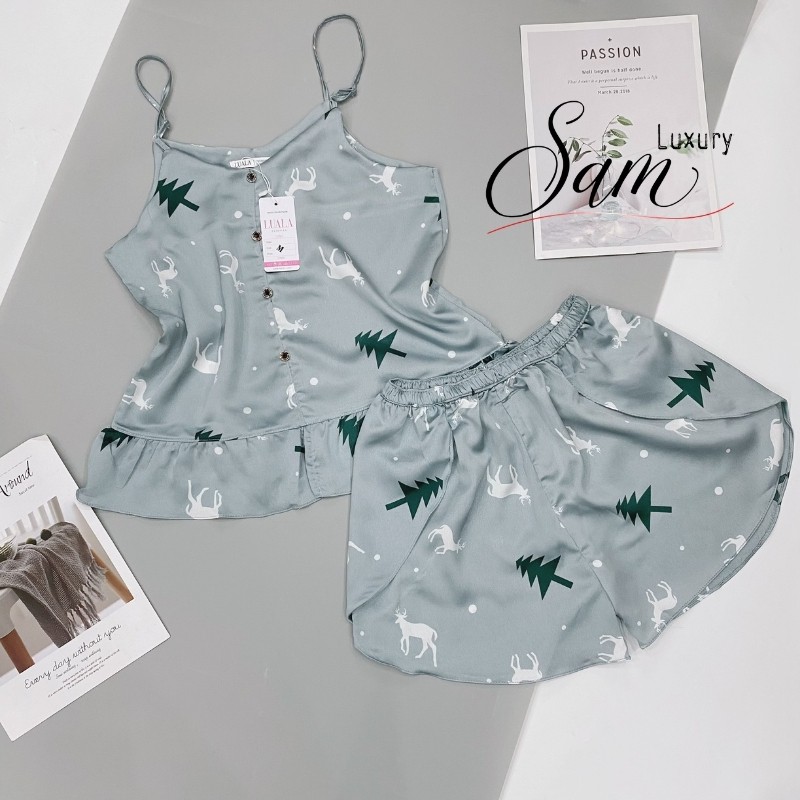 Đồ ngủ nữ 2 dây dễ thương,pijama lụa latin,mềm mịn, Sam Luxury | BigBuy360 - bigbuy360.vn