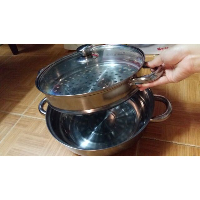 [ SALE TƯNG BỪNG]  Nồi hấp inox 2 tầng 28cm