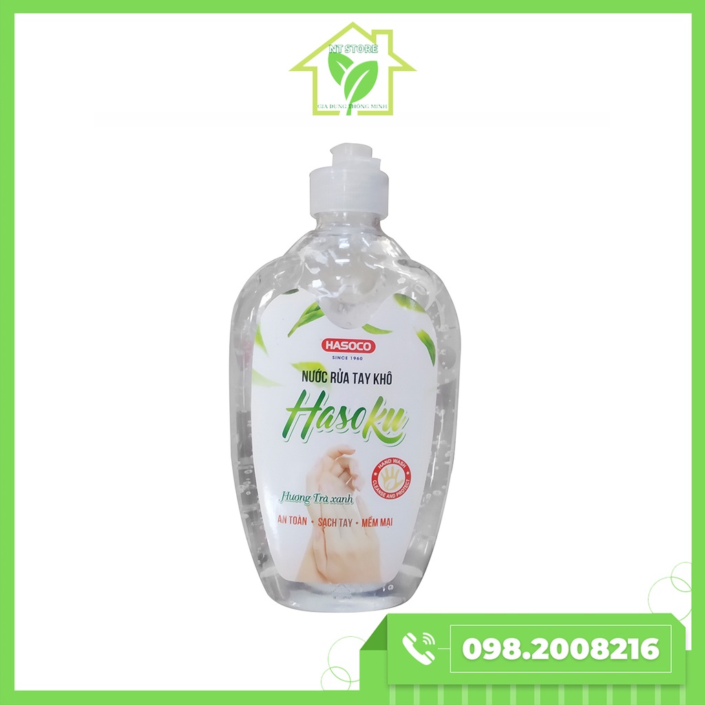 Nước rửa tay khô Hasoku chính hãng hương trà xanh giúp loại bỏ vi khuẩn hiệu quả 500ml | BigBuy360 - bigbuy360.vn