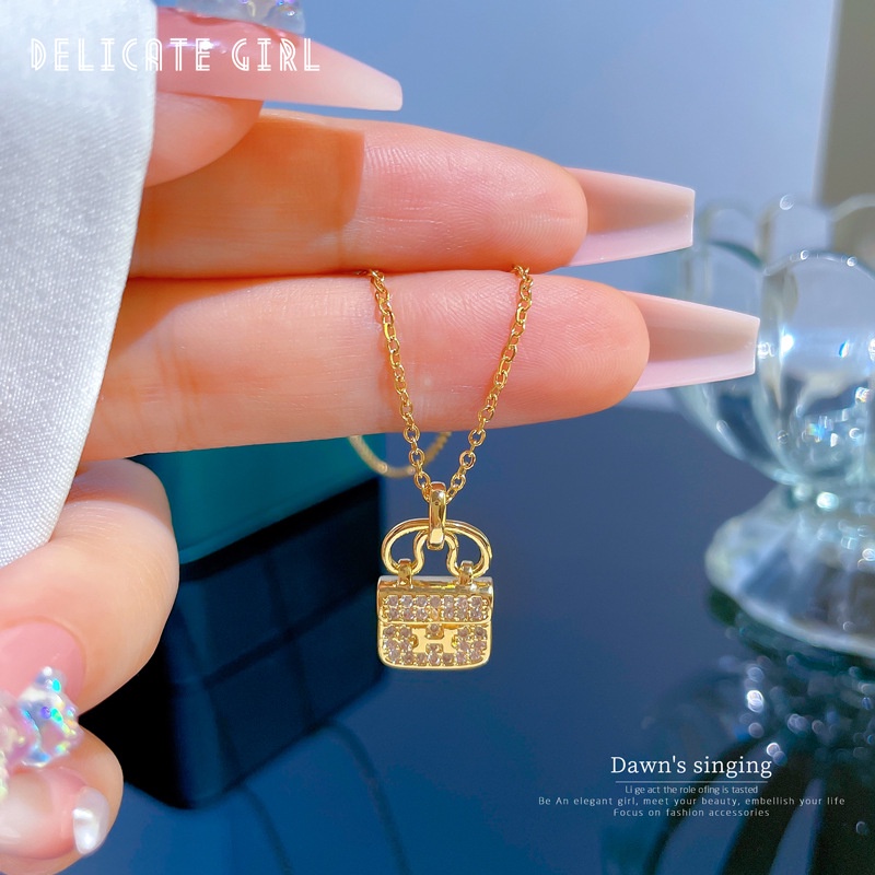 Dây chuyền nữ,vòng cổ dây titan không gỉ hình túi xách đính đá nhân tạo cá tính LOZI (VCNU15)