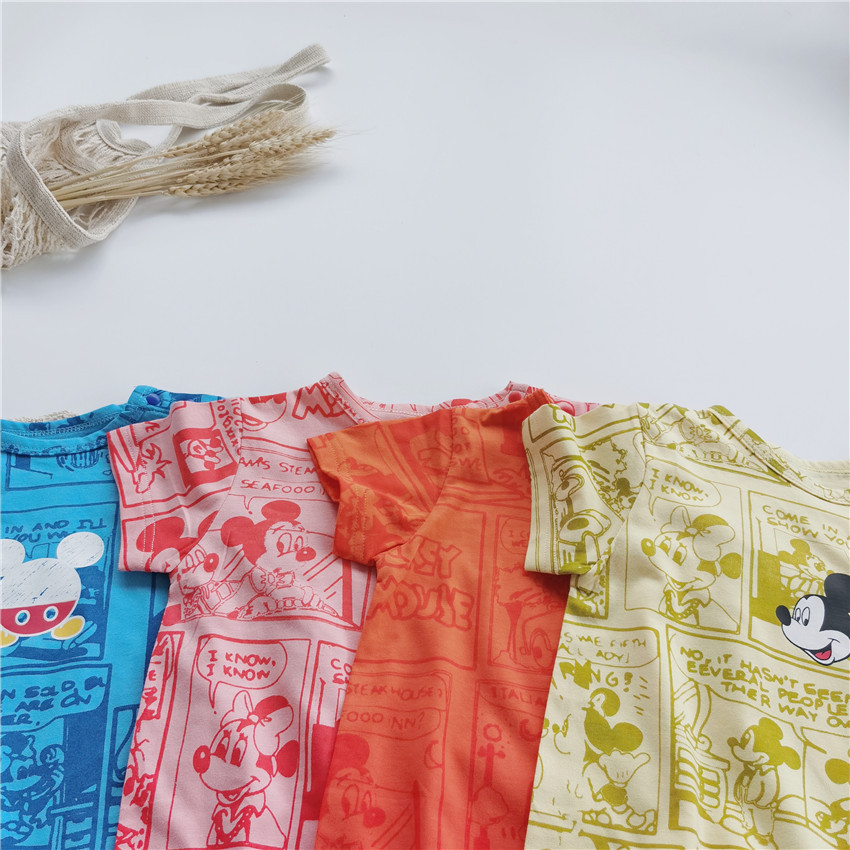 Bộ Áo Liền Quần Tay Ngắn Hoạ Tiết Hoạt Hình Đáng Yêu Cho Bé Trai