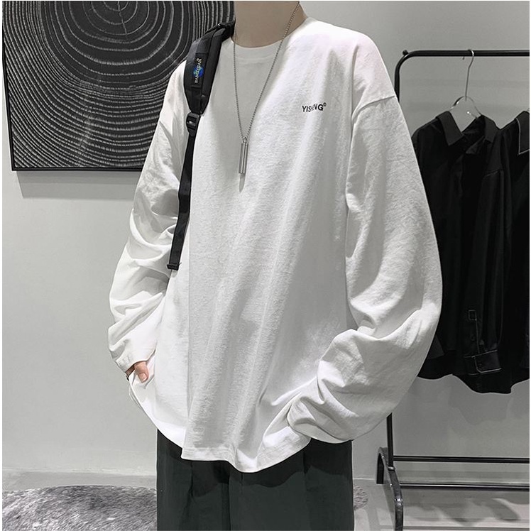 Áo thun tay dài cổ tròn in chữ thời trang unisex size m-3xl