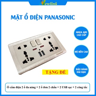Ổ Cắm USB Âm Tường Cổng Sạc 5V - 2100mAh Chống Giật Có Công Tắc Nguồn + 4 ổ điện đa năng mạ đồng