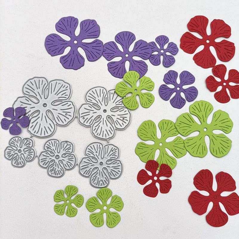 Set 5 Khuôn Cắt Giấy Kim Loại Hình Cánh Hoa 3D Xinh Xắn