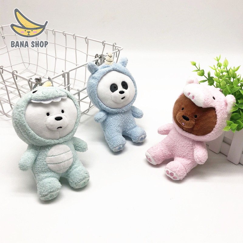 Móc chìa khoá gấu bông anh em gấu We Bare Bears Chúng tôi đơn giản là gấu mặc áo thú