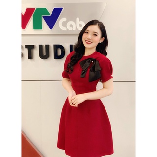 LAVIEM - Đầm đỏ nơ đen Emmy