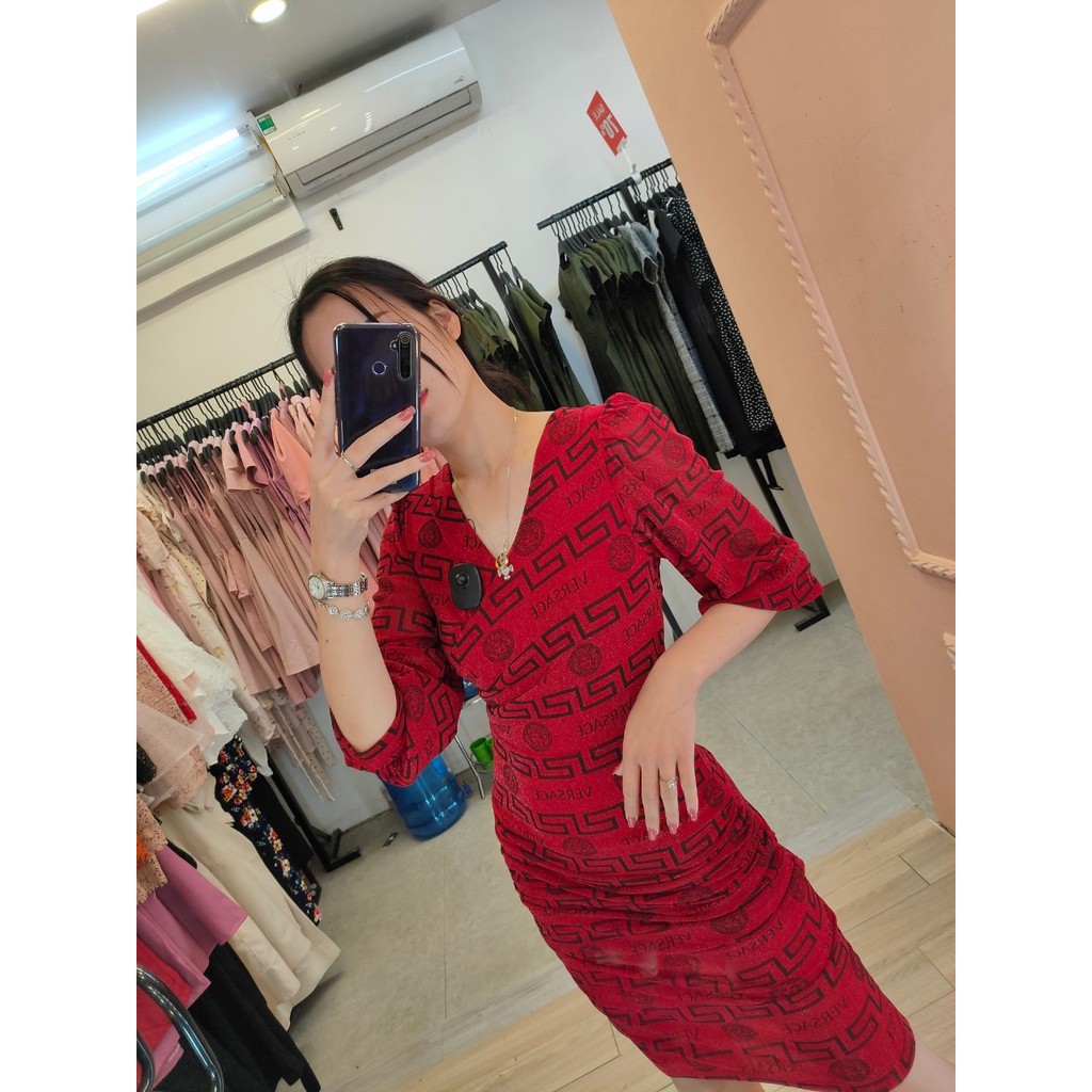 ĐẦM ĐỎ CAO CẤP K751 - TIIN STORE (Hàng may thiết kế ,ảnh thật shop tự chụp)