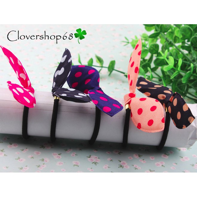 Set 10 chun buộc tóc tai thỏ xinh - Dây buộc tóc tai thỏ     Clovershop68