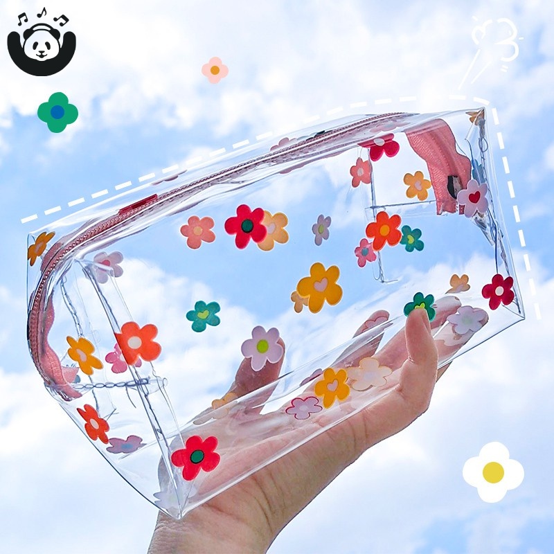 Túi đựng mỹ phẩm bằng PVC trong suốt chống nước có khóa kéo cho nữ