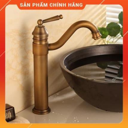 Vòi Lavabo Rửa Mặt Nóng Lạnh Đồng Dả Cổ Cao 30cm Hàng Cao Cấp Tăng Dây Cấp Nước