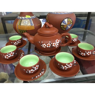 Combo 2 bộ ấm chén đất nâu, đỏ