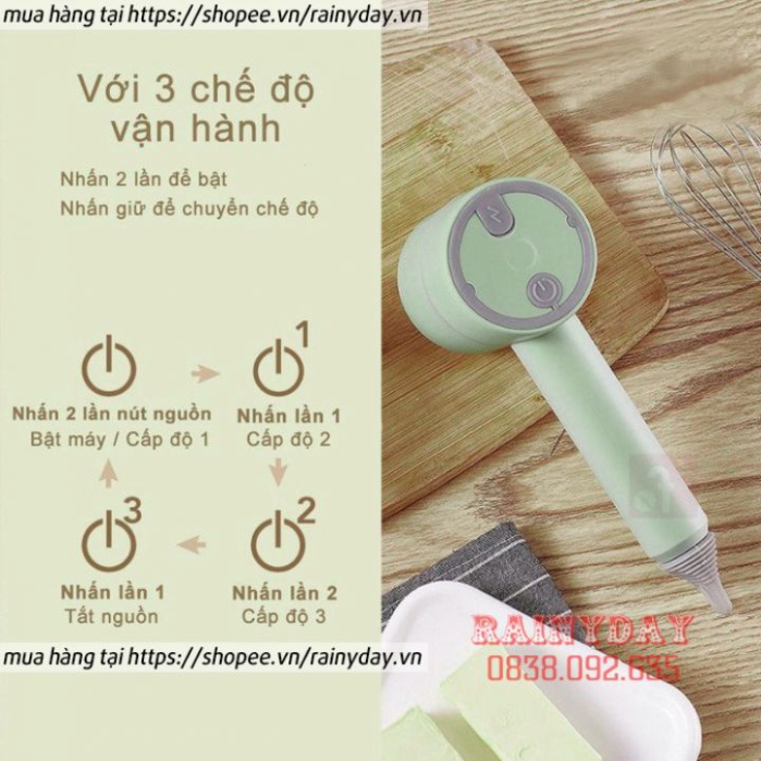 Máy đánh trứng cầm tay mini kiêm máy xay thịt đa năng sạc tích điện xay tỏi ớt, rau củ đa năng