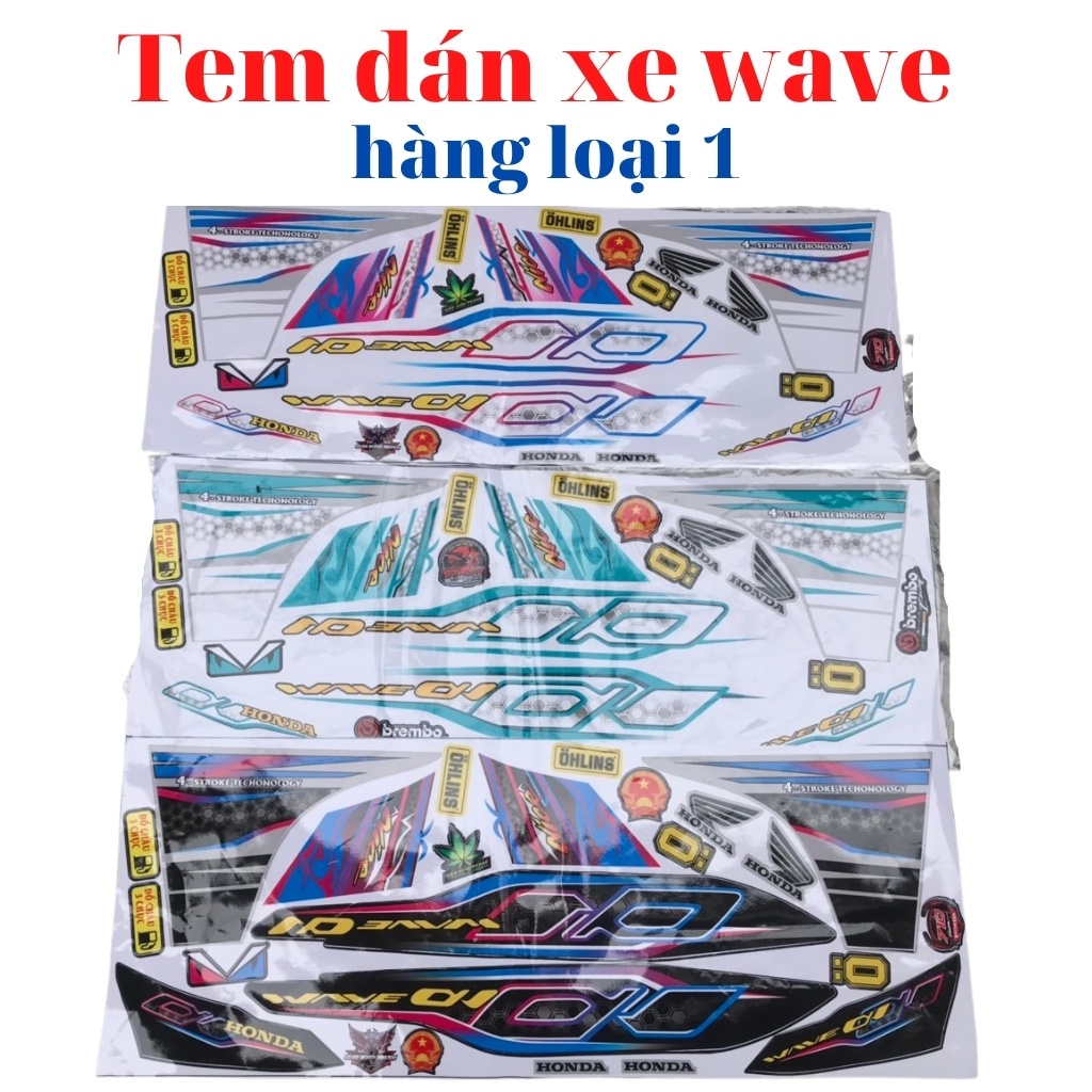 Tem rời xe wave alpha 110 hình in sắc nét, 3 lớp chống nước, nhiều màu tha hồ lựa chọn