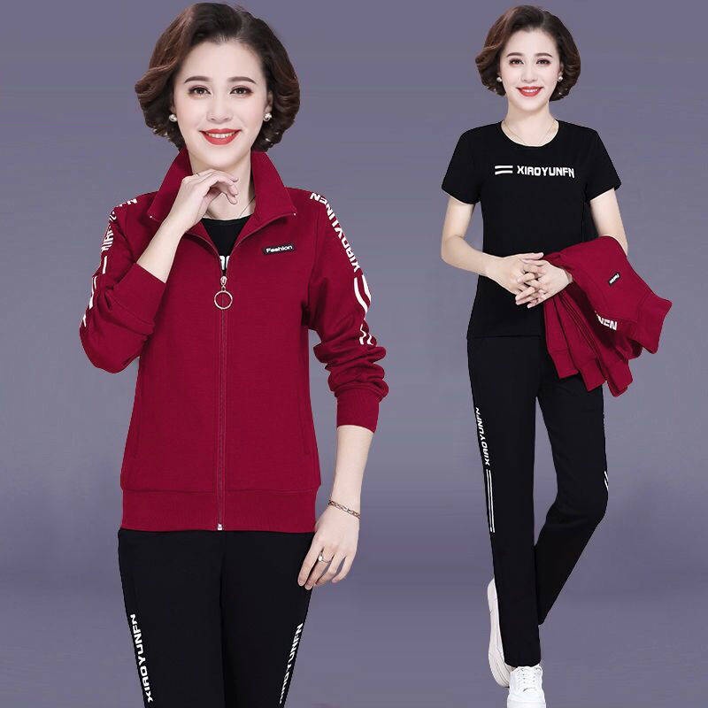 Bộ đồ thể thao cỡ lớn thời trang xuân thu mới dành cho phụ nữ trung niên 2021 40-year-old 50 tuổi