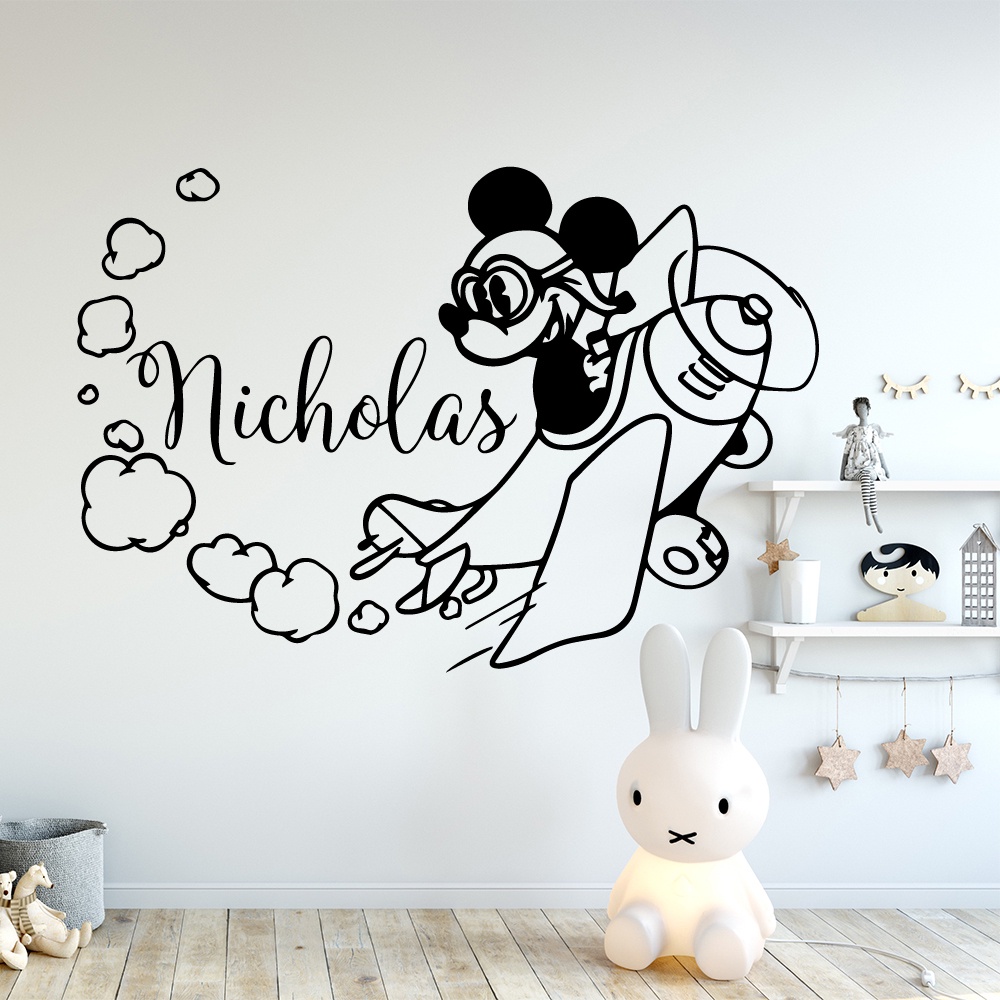 Giấy Dán Tường Bằng Vinyl Hình Chuột Mickey Hoạt Hình Trang Trí Phòng Trẻ Em