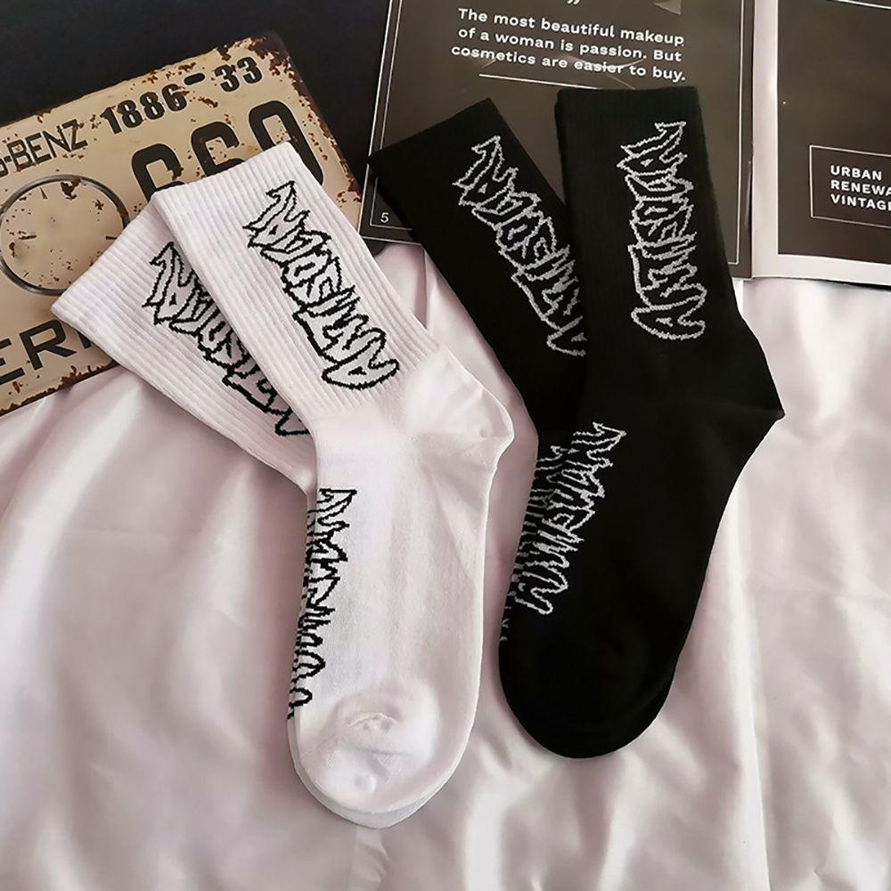Vớ Cotton Thể Thao In Chữ Phong Cách Harajuku Cho Nam Nữ