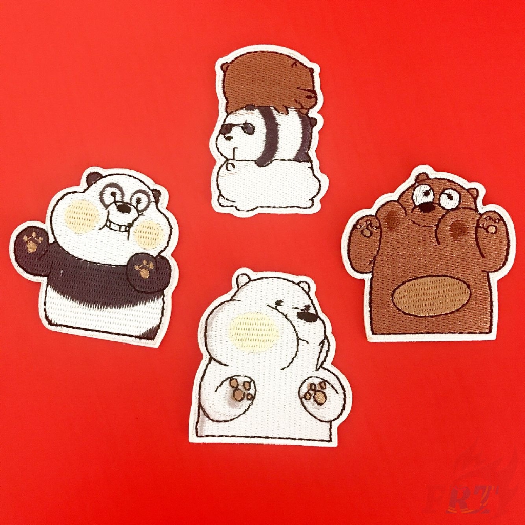 Sticker ủi thêu hình gấu trúc dễ thương