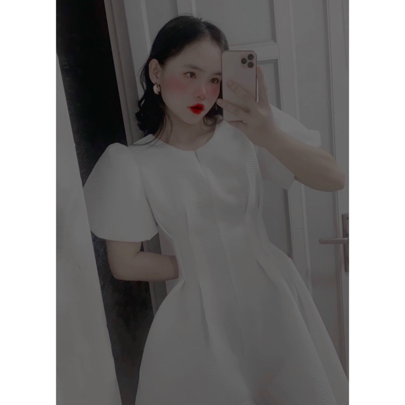 Đầm gấm xoè dự tiệc, dạo phố, công sở chất gấm nổi sang trọng