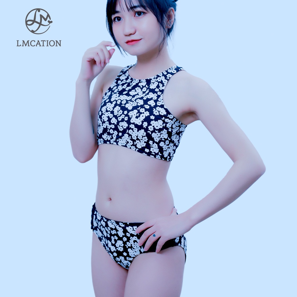 Bộ Đồ Bikini Nữ LMcation  - Áo bikini thể thao &amp; Quần bikini LMcation Lena - Màu Hoa Nhí Đen Trắng