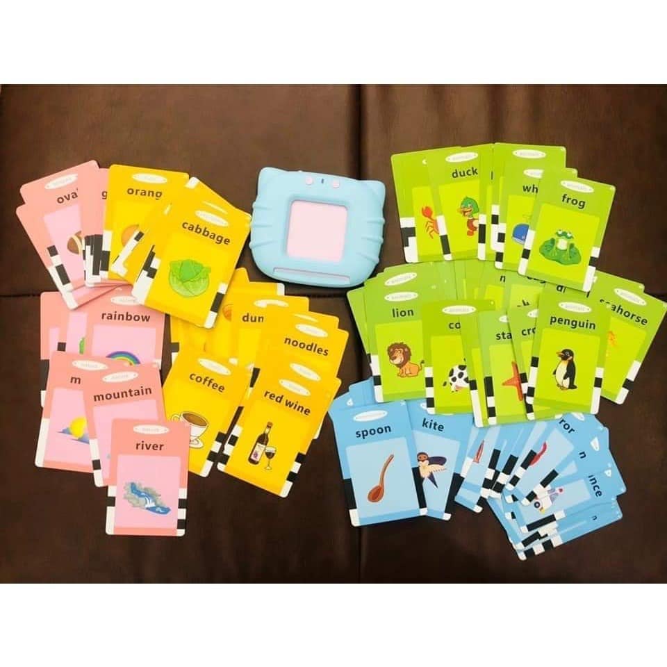 Máy đọc thẻ từ vựng Tiếng Anh, thẻ thông minh flashcard Tiếng Anh giáo dục sớm Glenn Doman gồm 112 thẻ, 224 từ vựng,