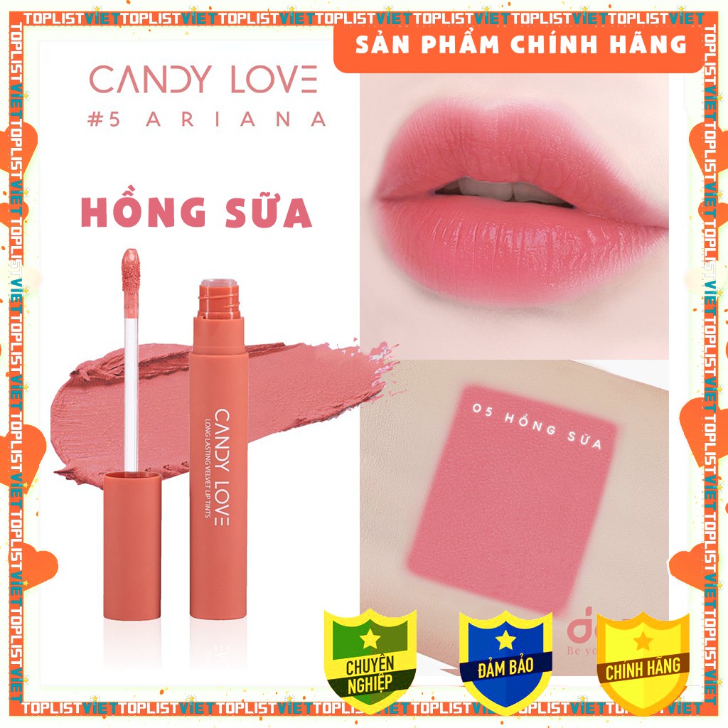 Son kem lì lâu trôi Hàn Quốc - Son môi Candy Love - Son môi màu 05 Hồng Sữa cực xinh - Son lì chính hãng