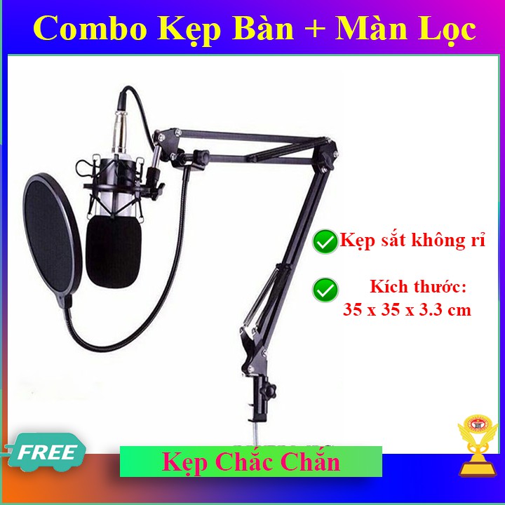 Combo Chân Kẹp Bàn, Màn Lọc Micro Loại Tốt - Có Hộp TL779