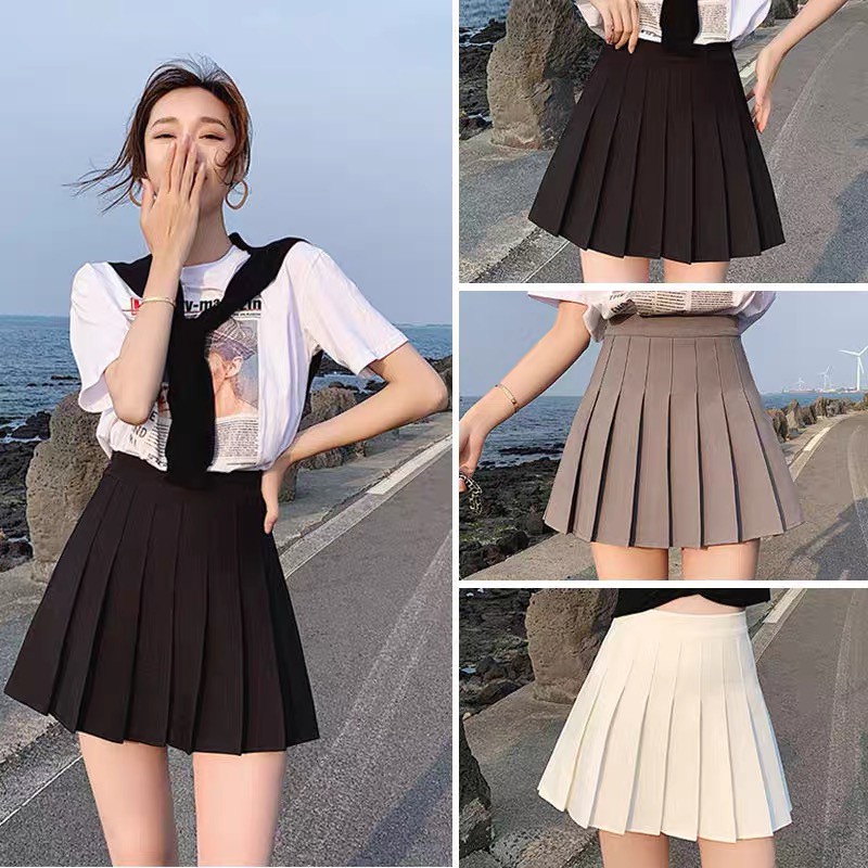 Chân váy ngắn COZOKC xếp ly lưng cao phong cách tennis thời trang