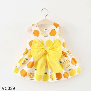 Váy hoa nơ chất thô mềm