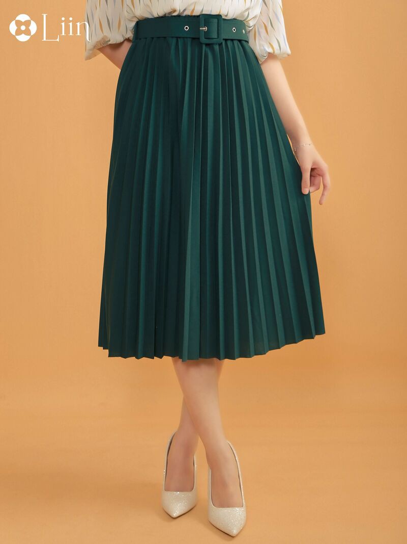 Chân váy xếp li kèm đai Linbi đủ màu, đủ size, thiết kế dáng dài, dễ phối đồ Liin clothing J4151 | BigBuy360 - bigbuy360.vn