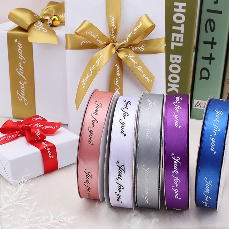 Cuộn Dây Ruy Băng 10M 25MM In Chữ Just For You Xinh Xắn