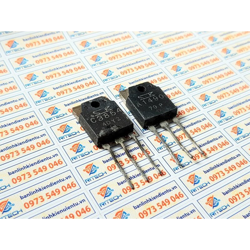 [Combo 2 cặp] 2SA1490 2SC3854 Cặp Transistor TO-3P 8A 120V 80W Tháo Máy chính hãng