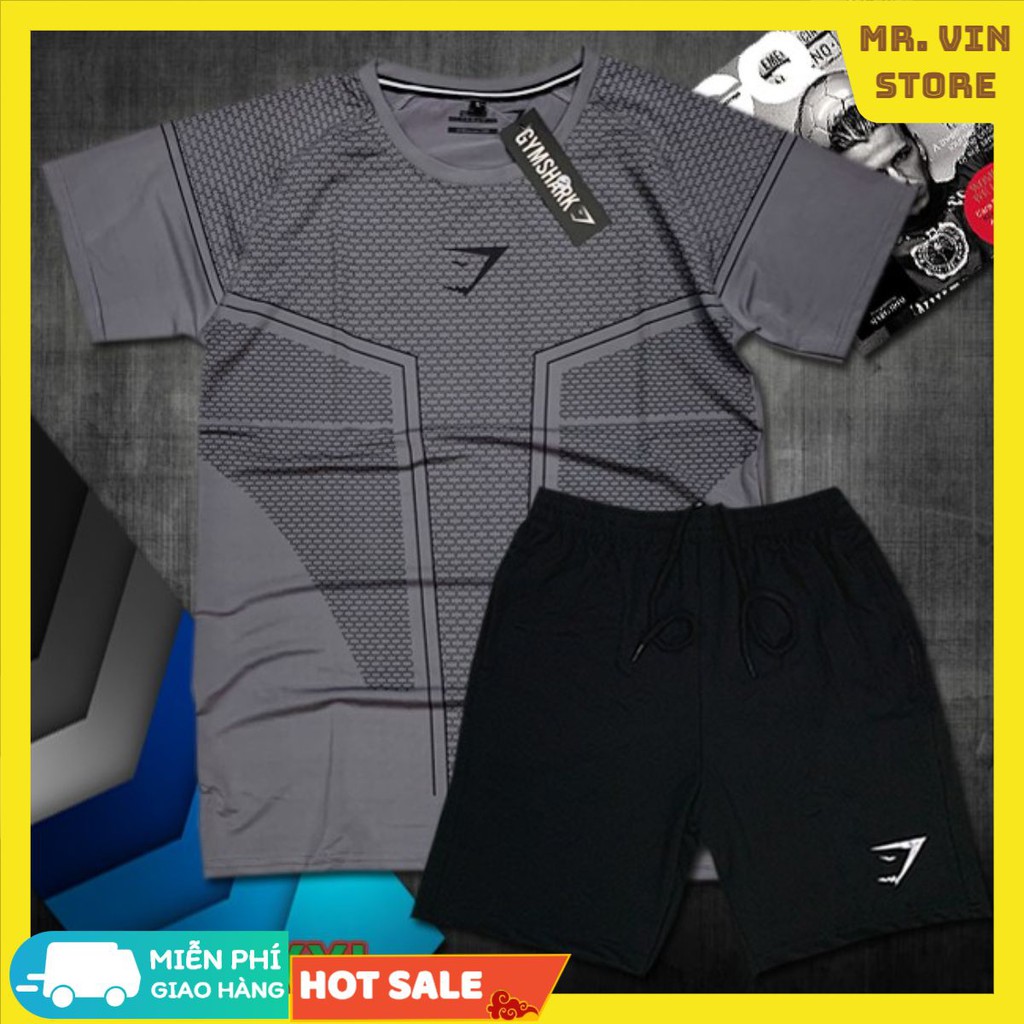 Set Bộ Thể Thao Nam Tập Gym BTT29 Gym$hark Chất Thun Lạnh Màu Xám