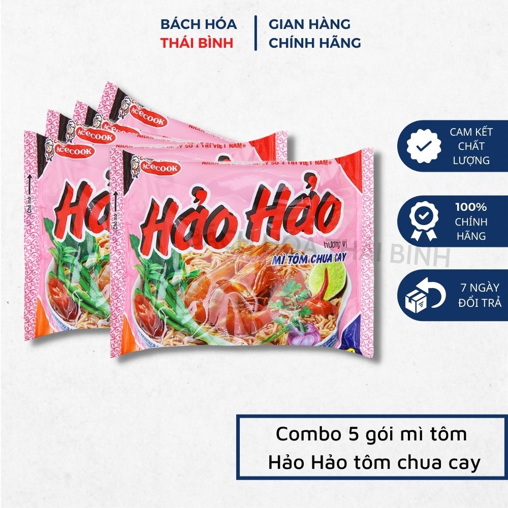 5 gói x 75g MÌ TÔM CHUA CAY HẢO HẢO